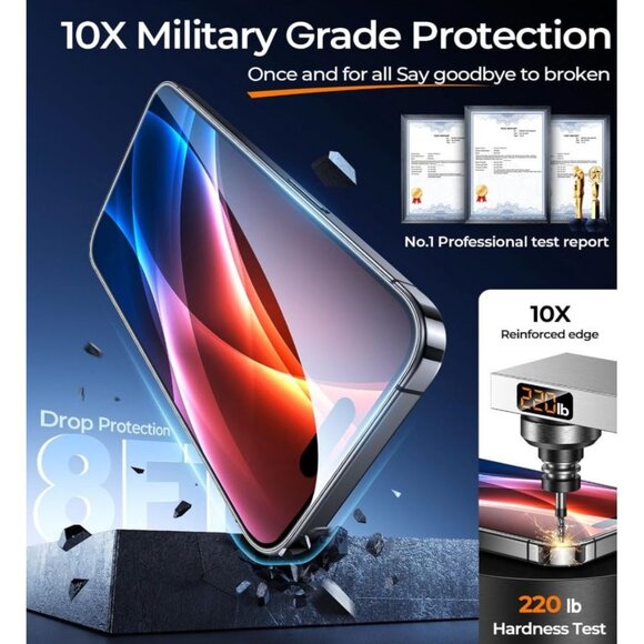 MRGLAS 3+2 Packs for iPhone 15 Pro Screen Protector 6.1'' with Camera Lens Prote - Picture 3 of 7